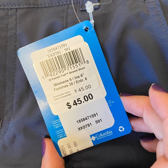 COLUMBIA NEW Omni shield hiking shorts navy sz 6 - Picture 3 of 5